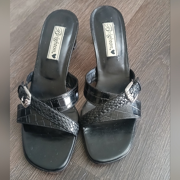 Brighton Shoes - Brighton Tatum Women’s Kitten Heel Sandal Black Y2K Vintage Size 8.5